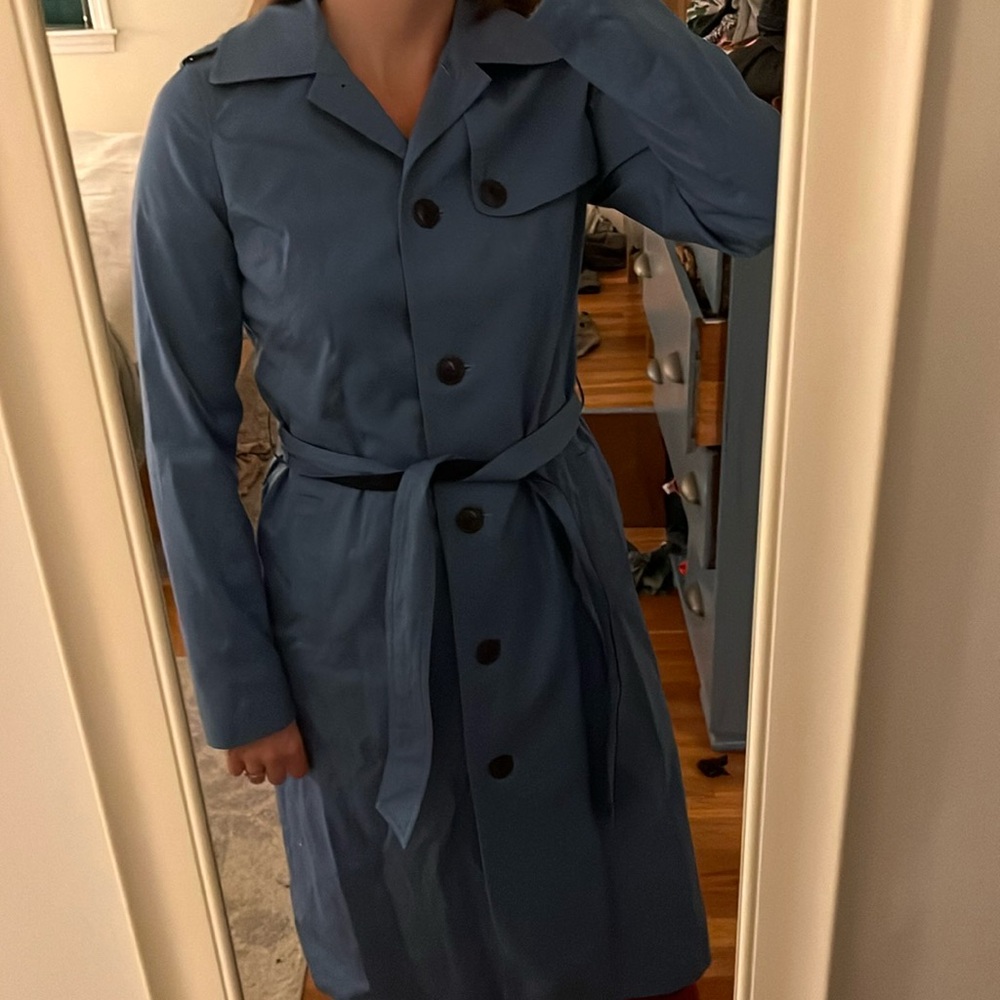 Blue trench coat